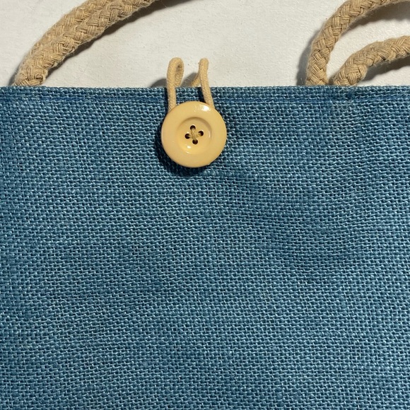 Montage Laguna Beach Resort Large Cornflower Blue Natural Jute Tote Bag Like New - Picture 6 of 16